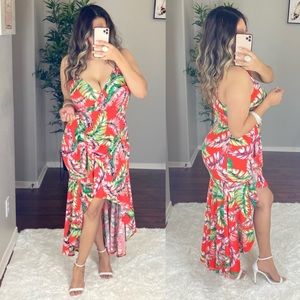 Coral Tropical Dress